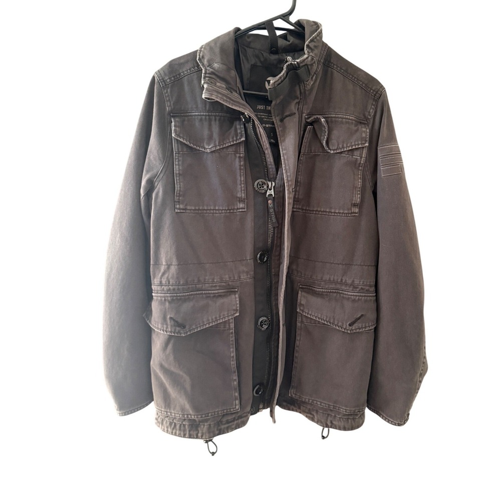 G-Star Raw Mens Field Jacket Faded Black Cotton Military Utility Coat Size S